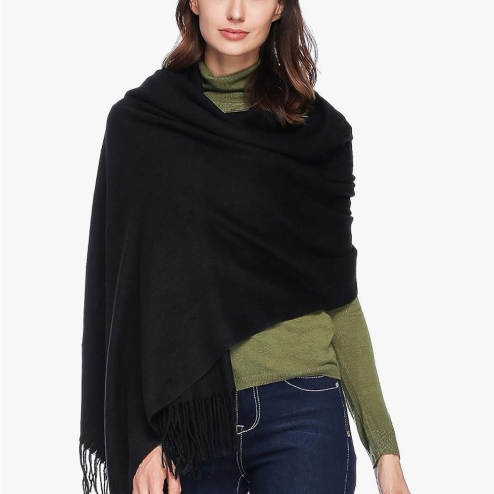 Cozy Black Fringe Wrap